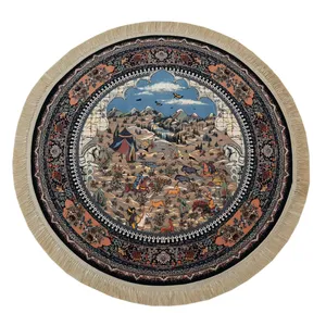 فرش ماشینی طرح شکارگاه کد fm1200 15 زمینه سرمه ای