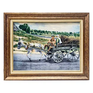 تابلو فرش دستباف طرح پیرمرد هیزم فروش چله ابریشم کد ۳۰۰۲