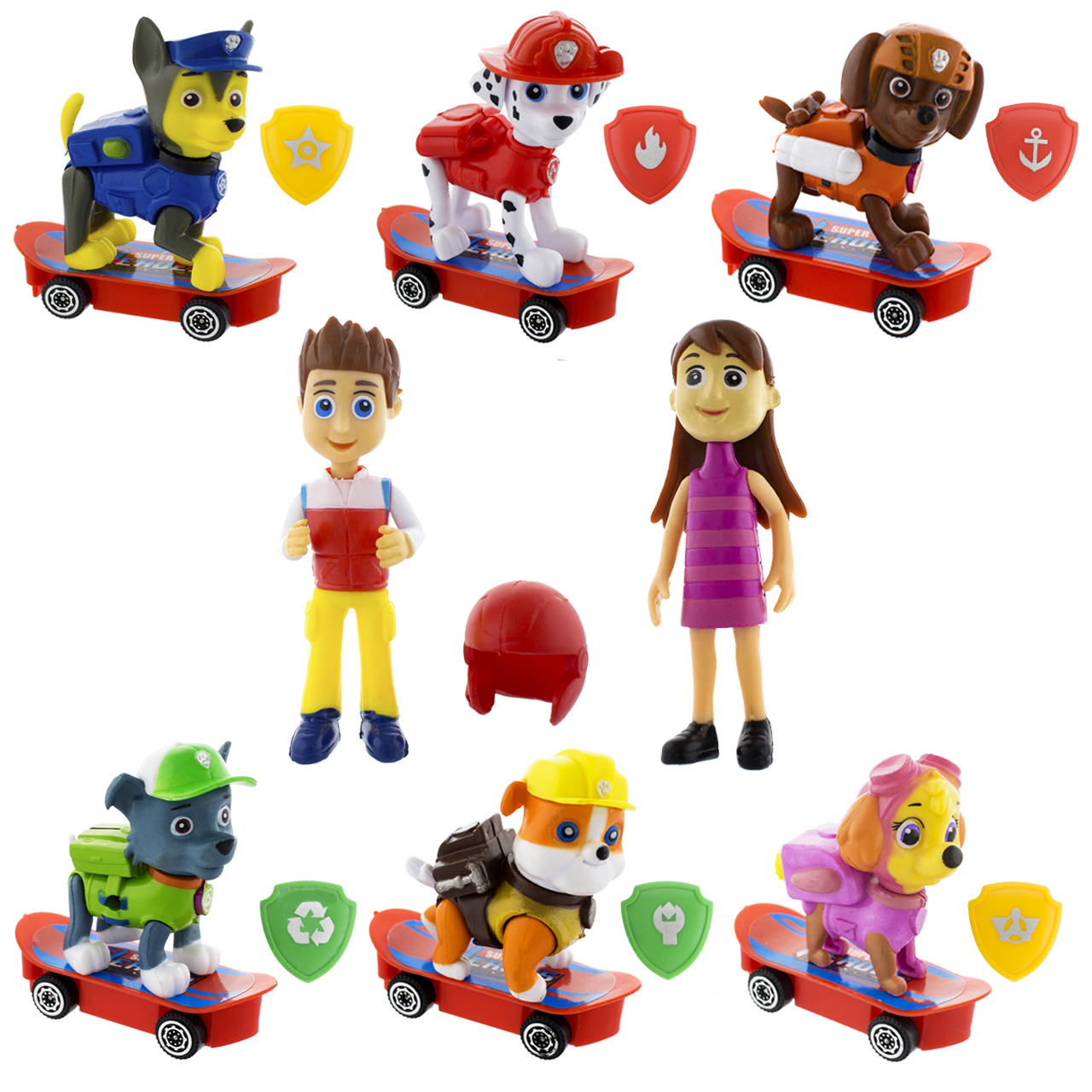 ست 21 تکه عروسک سگ های نگهبان مدل Paw Patrol Skateboard