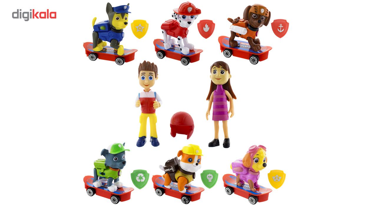 ست 21 تکه عروسک سگ های نگهبان مدل Paw Patrol Skateboard 