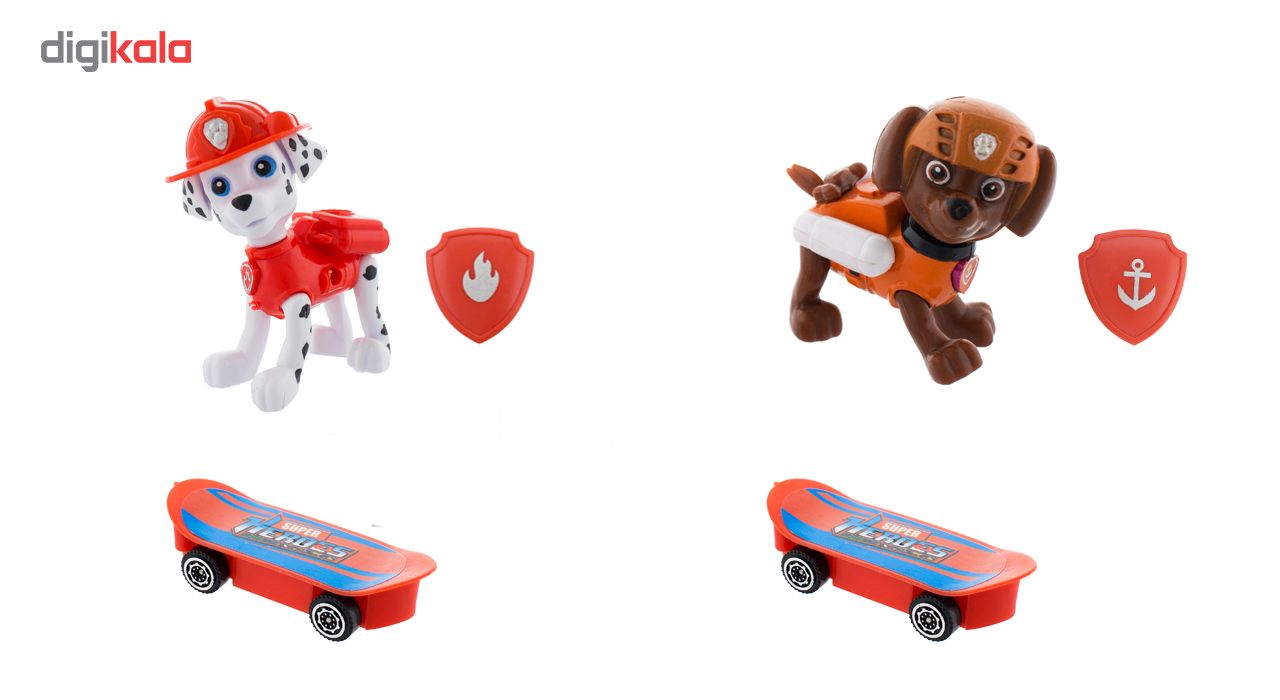 ست 21 تکه عروسک سگ های نگهبان مدل Paw Patrol Skateboard 