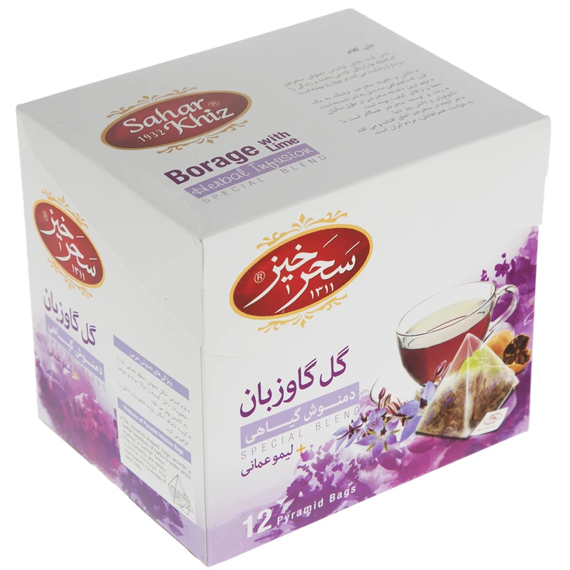 دمنوش کیسه ای هرمی گل گاوزبان سحرخیز بسته 12 عددی