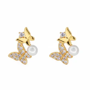 گوشواره میخی زنانه ژوپینگ مدل پروانه کد AAE1200