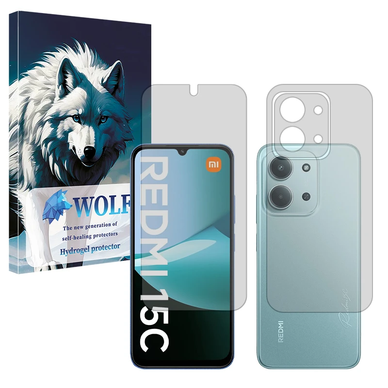 محافظ صفحه نمایش مات ولف مدل Tough مناسب برای گوشی موبایل شیائومی Redmi 15C به همراه محافظ پشت گوشی