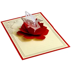 کارت پستال سه بعدی گروه هنری ارژنگ طرح گل و قو کد CR010d