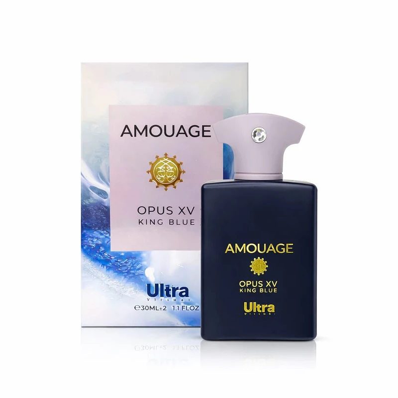 عطر جیبی اولترا ویرچوآل مدل Amouage Opus XV King Blue با رایحه گرم حجم 30 میلی‌لیتر