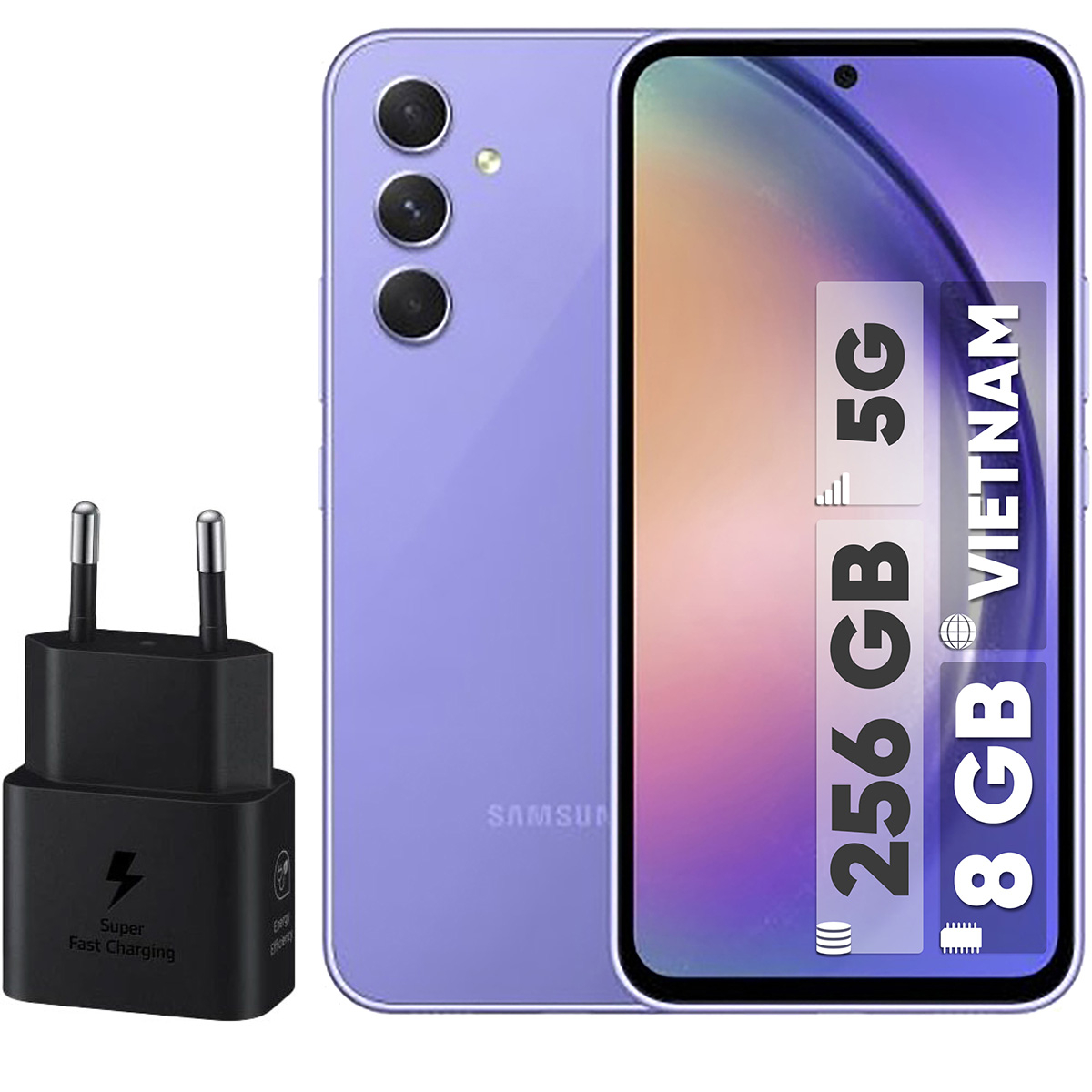 گوشی موبایل سامسونگ مدل Galaxy A54 5G دو سیم کارت ظرفیت 256 گیگابایت و رم 8 گیگابایت به همراه شارژر 25وات سامسونگ - ویتنام