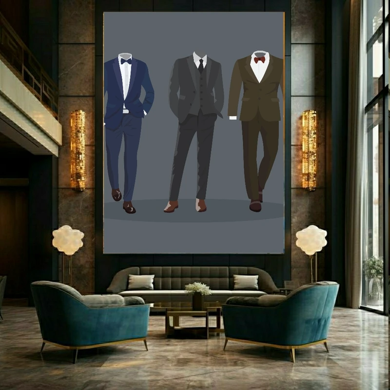 تابلو بوم طرح مخمل استایل شیک مدل کت و شلوار کد AS1008