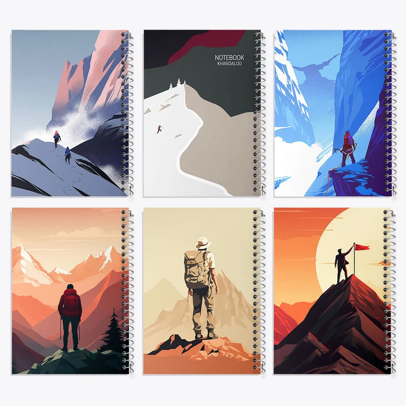 دفتر مشق 100 برگ خندالو طرح کوهنوردی کد 939 مجموعه 6 عددی