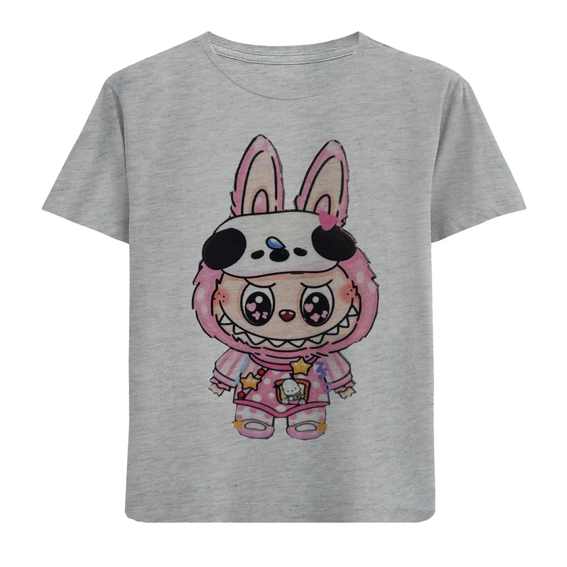 تی‌شرت آستین کوتاه دخترانه مدل N106 LABUBU