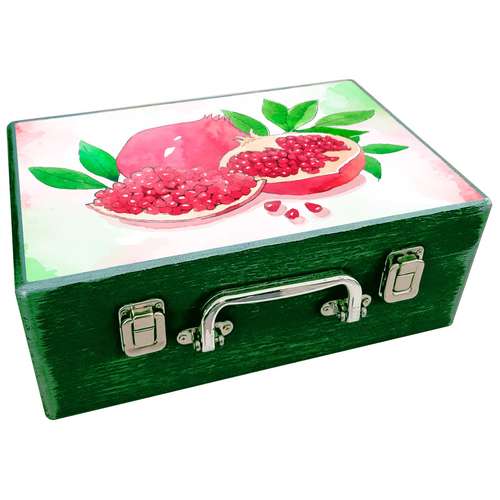 جعبه هدیه چوبی مدل چمدان طرح یلدای ایرانی کد WS374