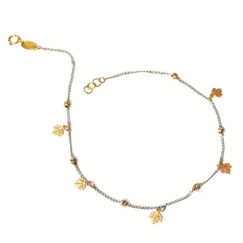 پابند طلا 18 عیار زنانه مدل P007 طرح آویز برگ پابند طلا 18 عیار زنانه مدل P007 طرح آویز برگ