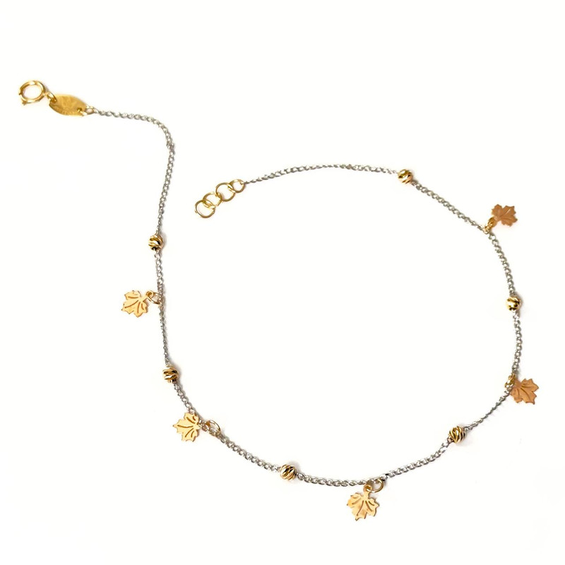 پابند طلا 18 عیار زنانه مدل P007 طرح آویز برگ پابند طلا 18 عیار زنانه مدل P007 طرح آویز برگ