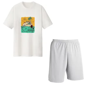 ست تی شرت و شلوارک مردانه مدل دریا کد Da 443S رنگ سفید