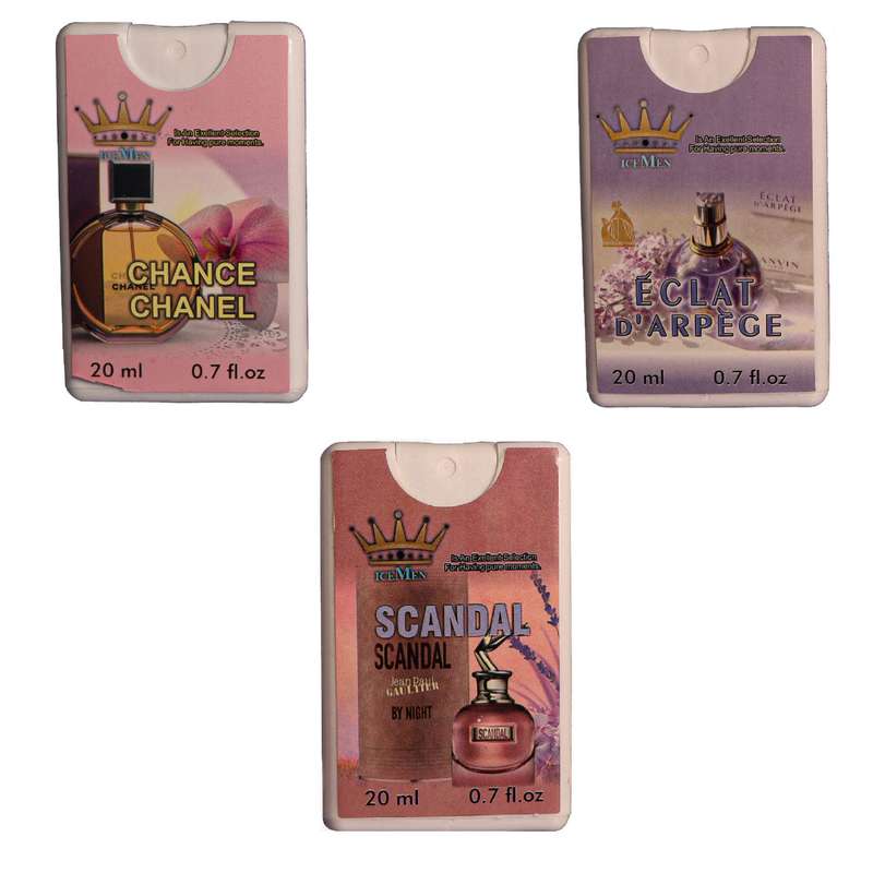 عطر جیبی زنانه آیس من مدل E800 حجم 20 میلی لیتر بسته 3 عددی