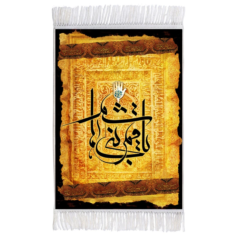 فرش ماشینی دیوارکوب اطلس آبی مدل یا قمر بنی هاشم کد T4611