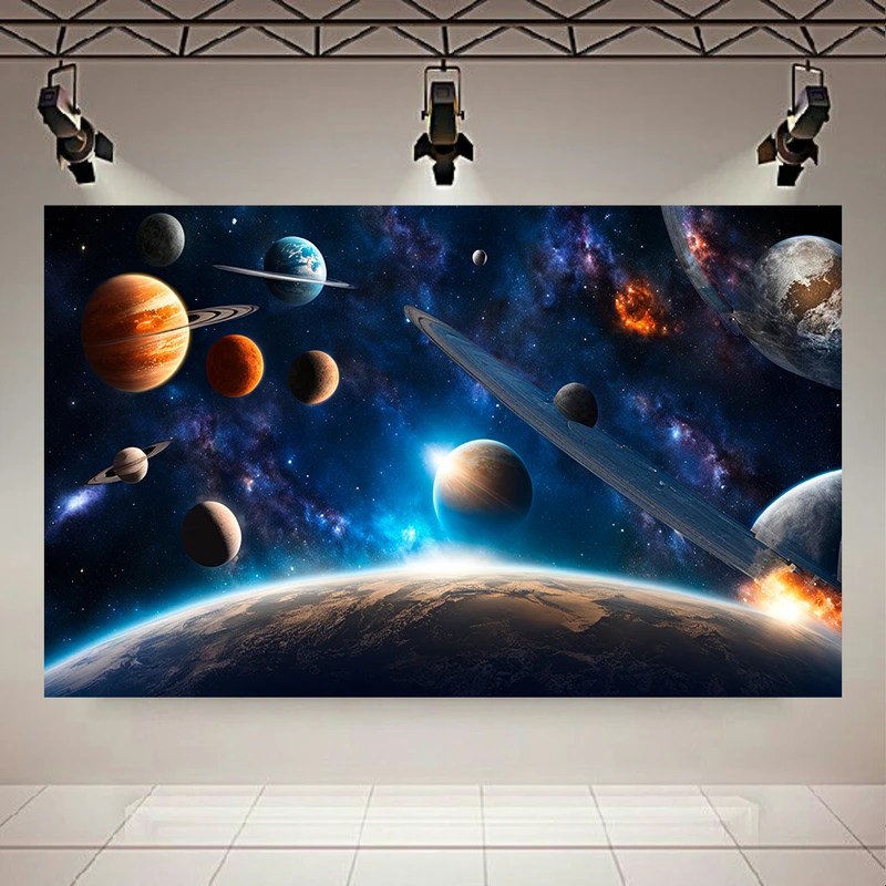 تابلو بوم طرح مخمل کهکشان مدل سیارات کد PD130996