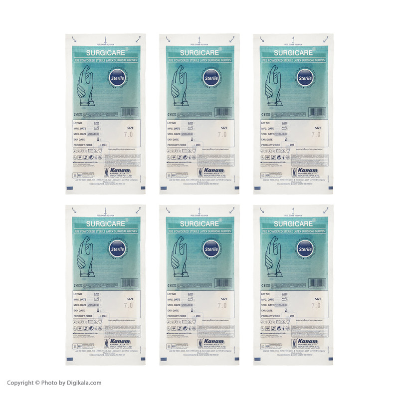 دستکش جراحی کانام مدل DA09 سایز 7 بسته 6 عددی