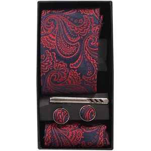 ست کراوات و دستمال جیب و دکمه سردست گیره کراوات مردانه مدل PJ-108786