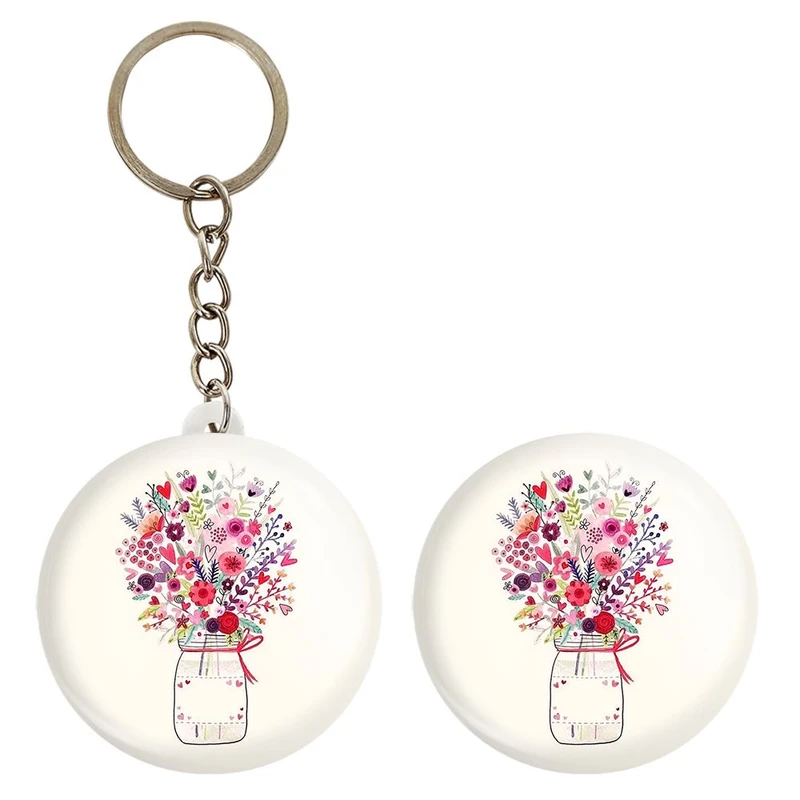 پیکسل خندالو مدل گل و گلدون کد 8381 به همراه جاکلیدی