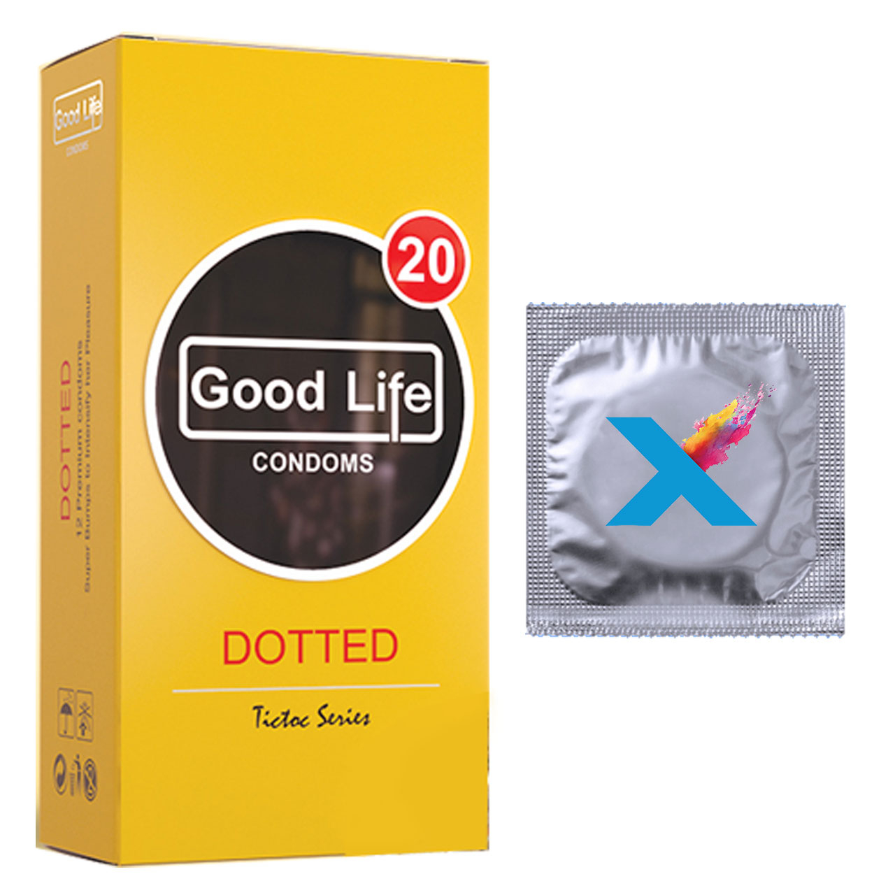 کاندوم گودلایف مدل dotted بسته 12 عددی به همراه یک عدد کاندوم 1 عددی مدل X