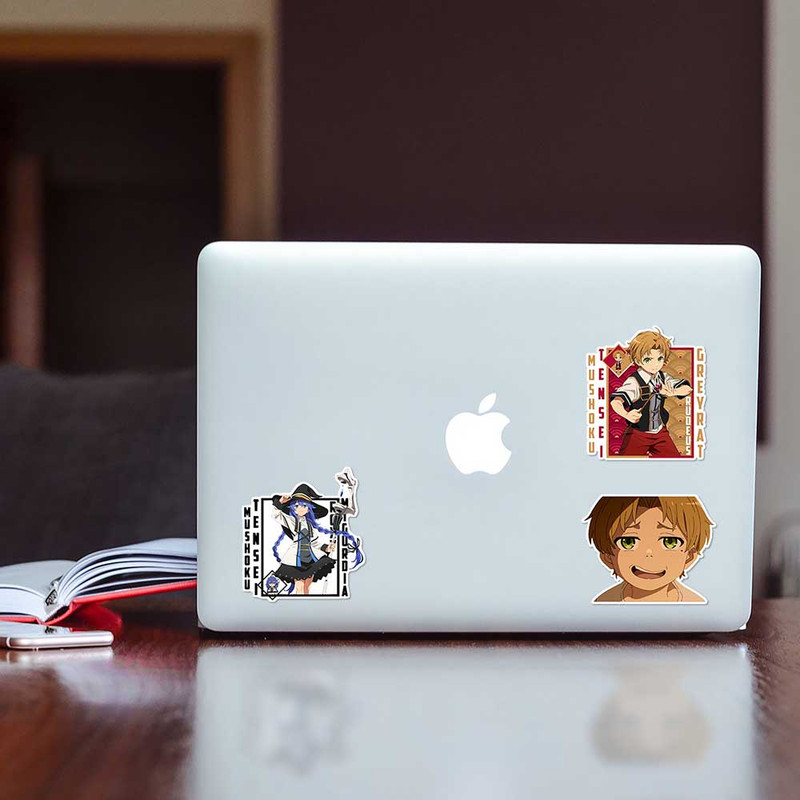 استیکر لپ تاپ پیکسل میکسل مدل انیمه mushoku tensei مجموعه 3 عددی