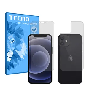 Tecno HyGEL model transparent screen protector suitable for Apple iPhone 12 mini mobile phone along with the back protector