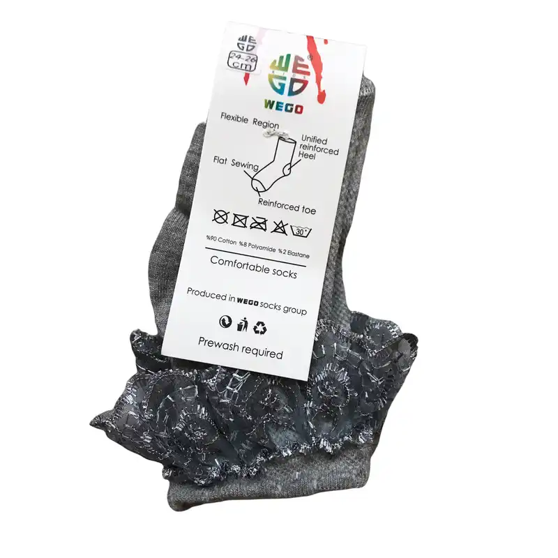 جوراب دخترانه مدل لبه تور دار مدل wdt