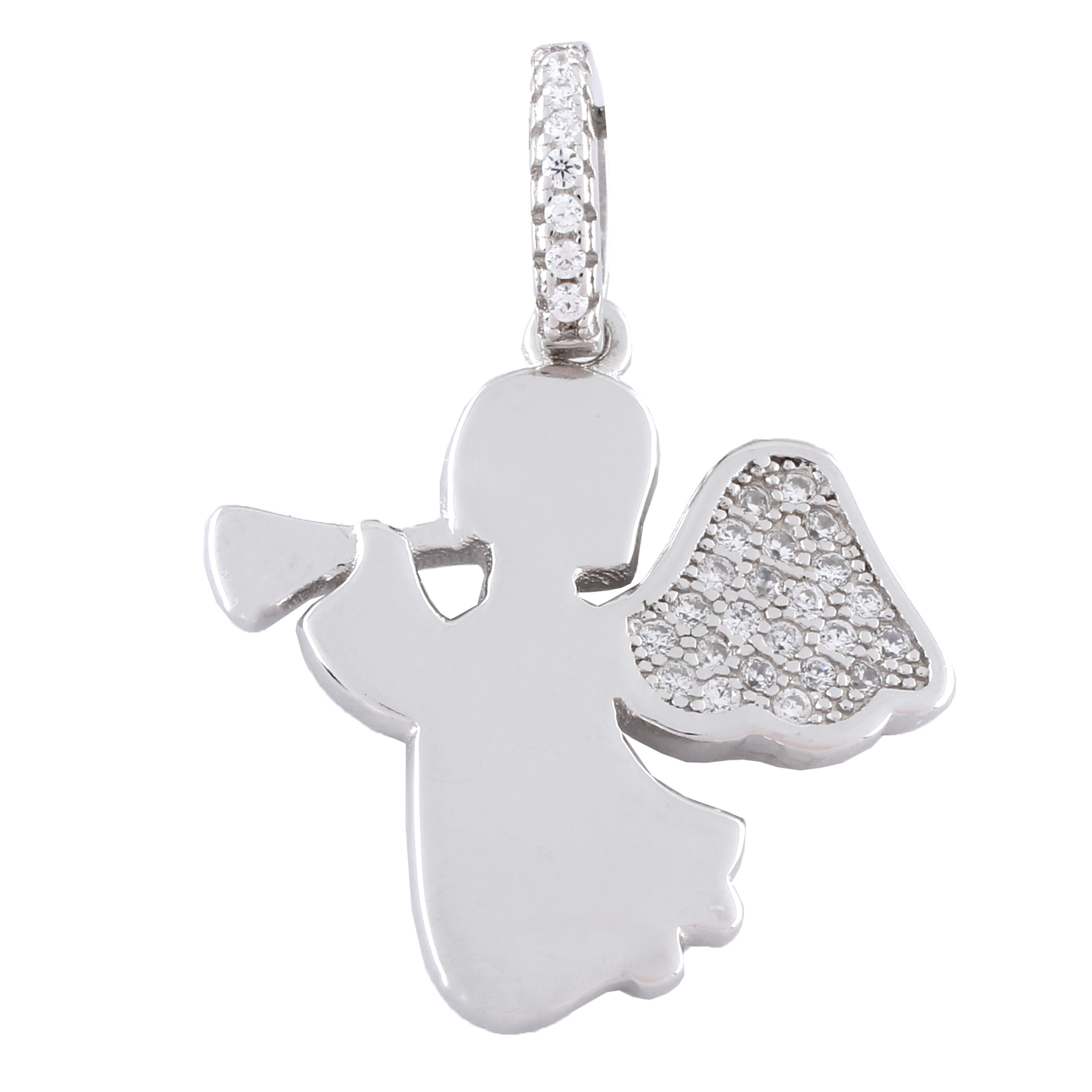 آویز گردنبند نقره زنانه مدل فرشته و شیپور کد SLP-73