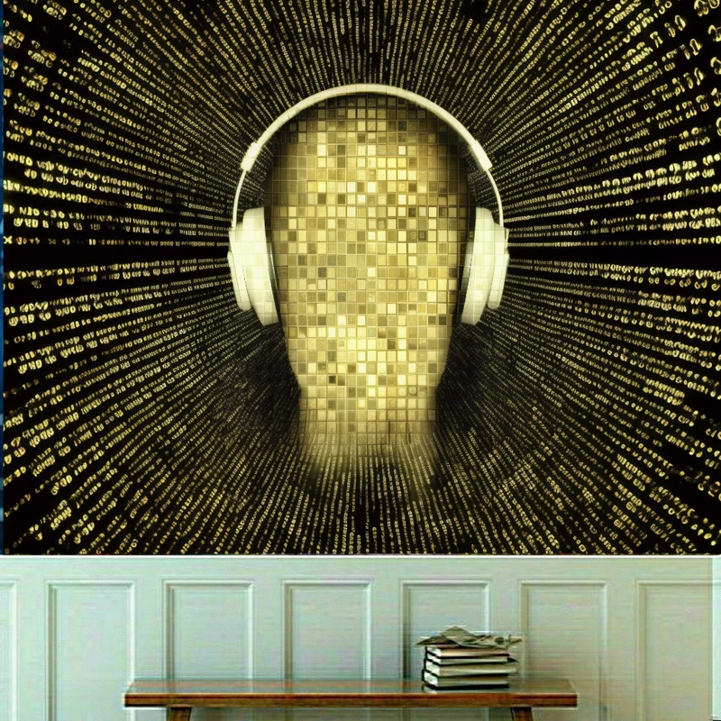 کاغذ دیواری طرح موسیقی مدل هدفون کد FK527