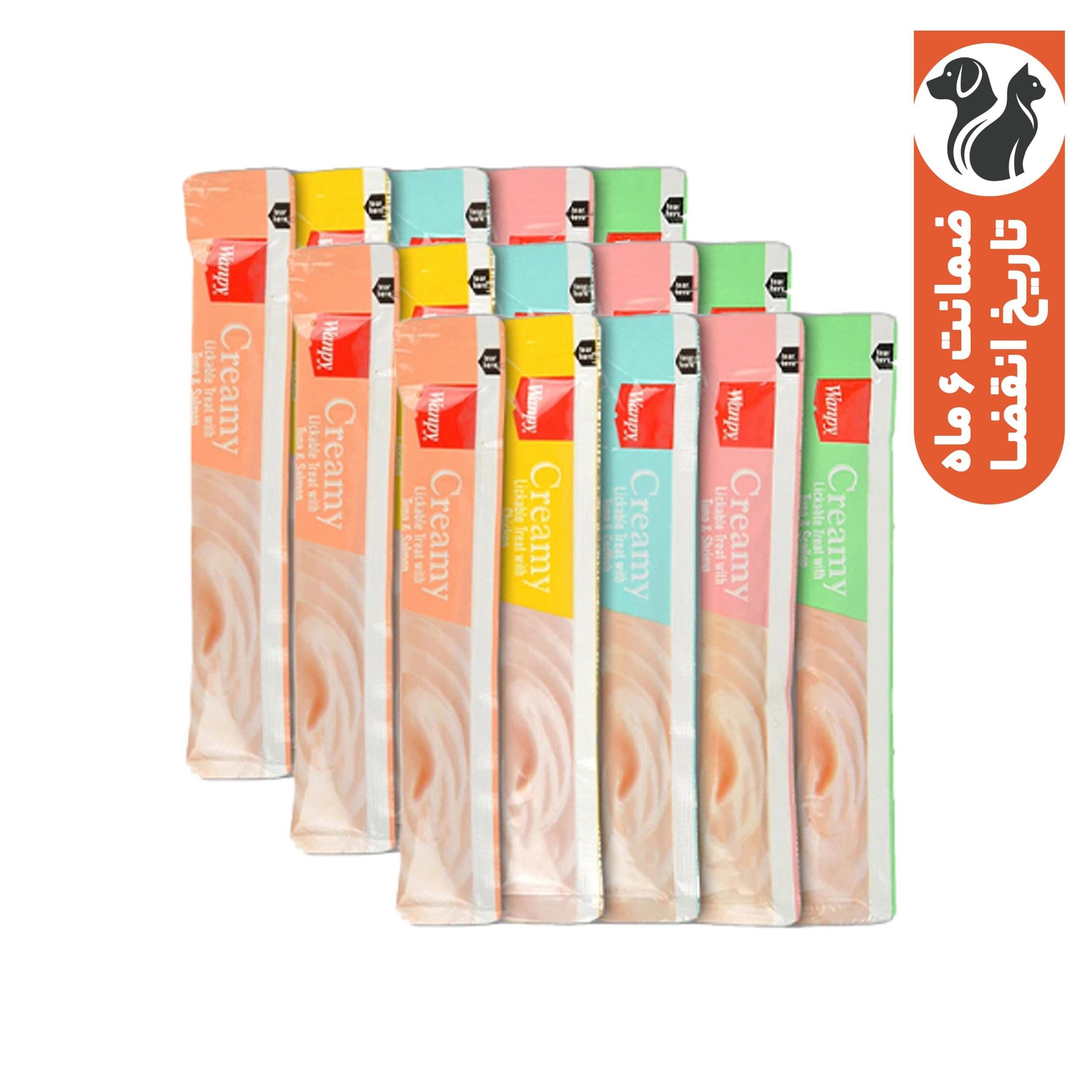 بستنی گربه ونپی مدل 5 طعم مالتی میکس وزن 210 گرم بسته 15 عددی