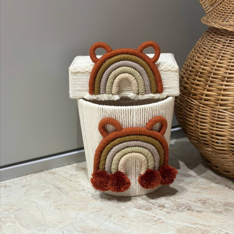 ست سطل و جادستمال کاغذی اتاق کودک مدل رنگین کمان کد 001