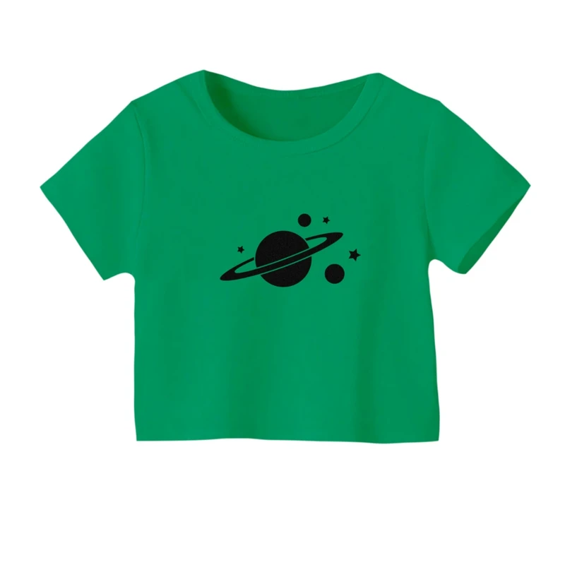 کراپ‌ تی‌شرت آستین کوتاه زنانه مدل ماه