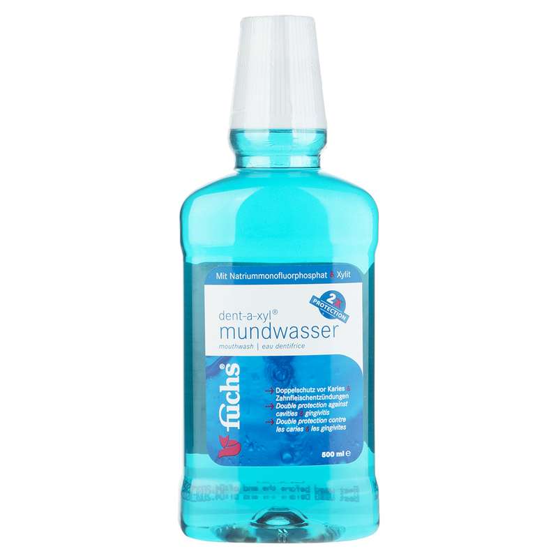 دهان شویه فوکس مدل Dent-a-xyl mundwasser حجم 500 میلی لیتر دهان شویه فوکس مدل Dent-a-xyl mundwasser حجم 500 میلی لیتر