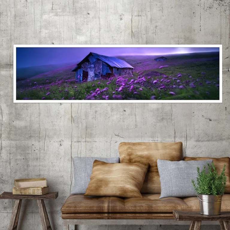 تابلو بکلیت طرح منظره دشت اطلسی مدل کشیده W-7647