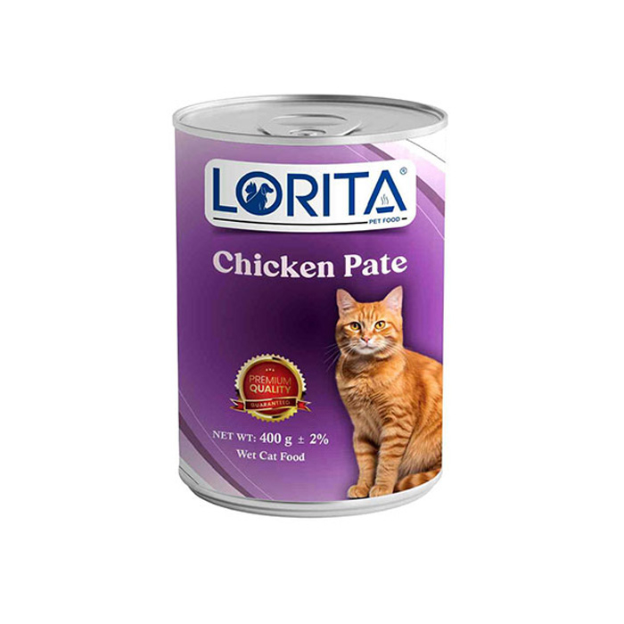 کنسرو غذای گربه لوریتا مدل CHICHEN PATE وزن 400 گرم