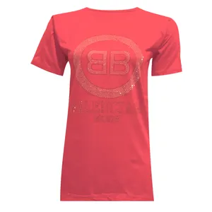 تی شرت آستین کوتاه زنانه مدل نخی ویسکوز نگینی کد tm-1969 