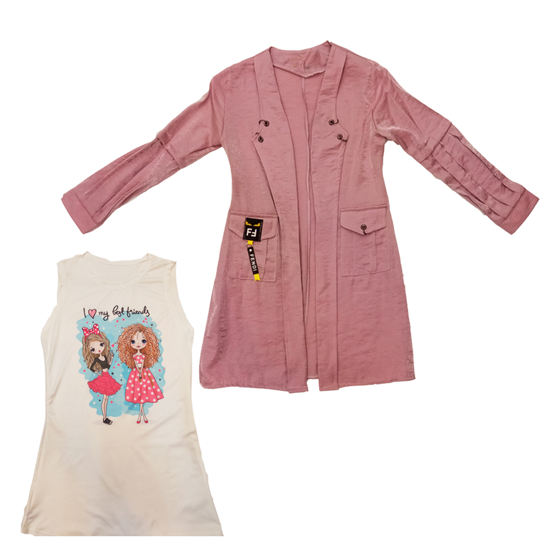 ست تاپ و مانتو دخترانه مدل 8304