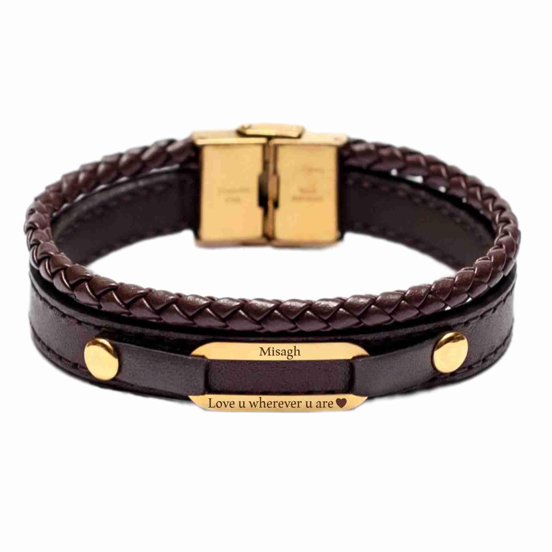 دستبند طلا 18 عیار مردانه لیردا مدل اسم میثاق 6400