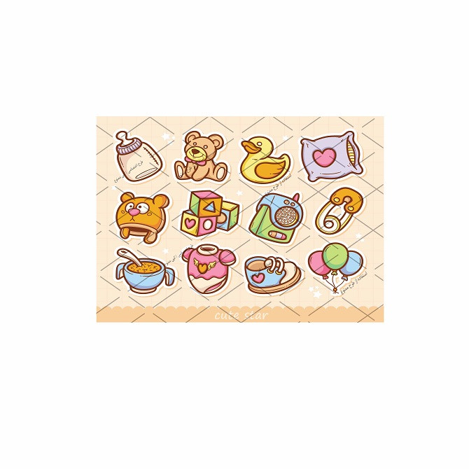 برچسب مدل برش نخورده طرح اسکرپ بوک لوازم کودک