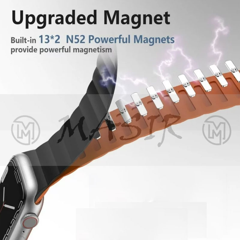 بند مسیر مدل Silicone Loop 2C Magnetic مناسب برای اپل واچ سری 1/2/3/4/5/6/7/8/9/SE سایز 38/40/41 میلی متری