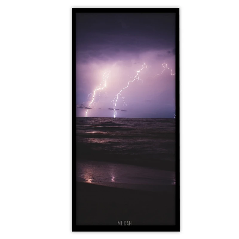 تابلو بکلیت طرح منظره ی آسمان شب و صاعقه مدل B-S3031