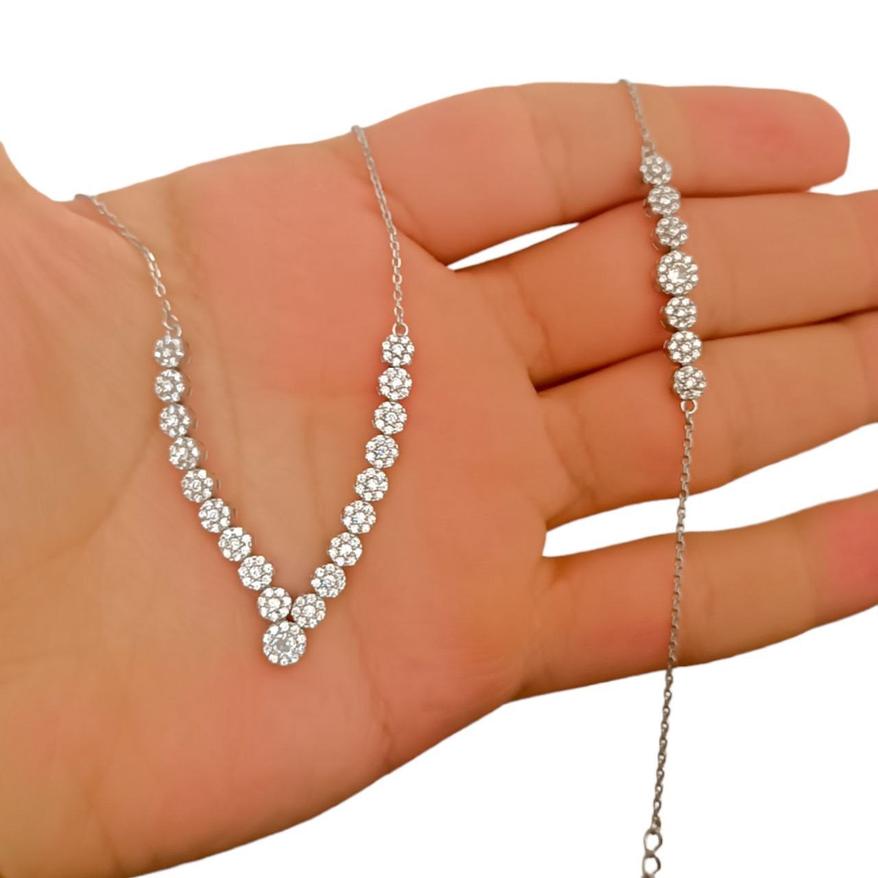 نیم ست نقره زنانه مدل فلاور ساچ