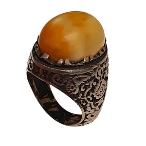 انگشتر نقره مردانه مدل عقیق سه پوست سلیمانی سلطنتی