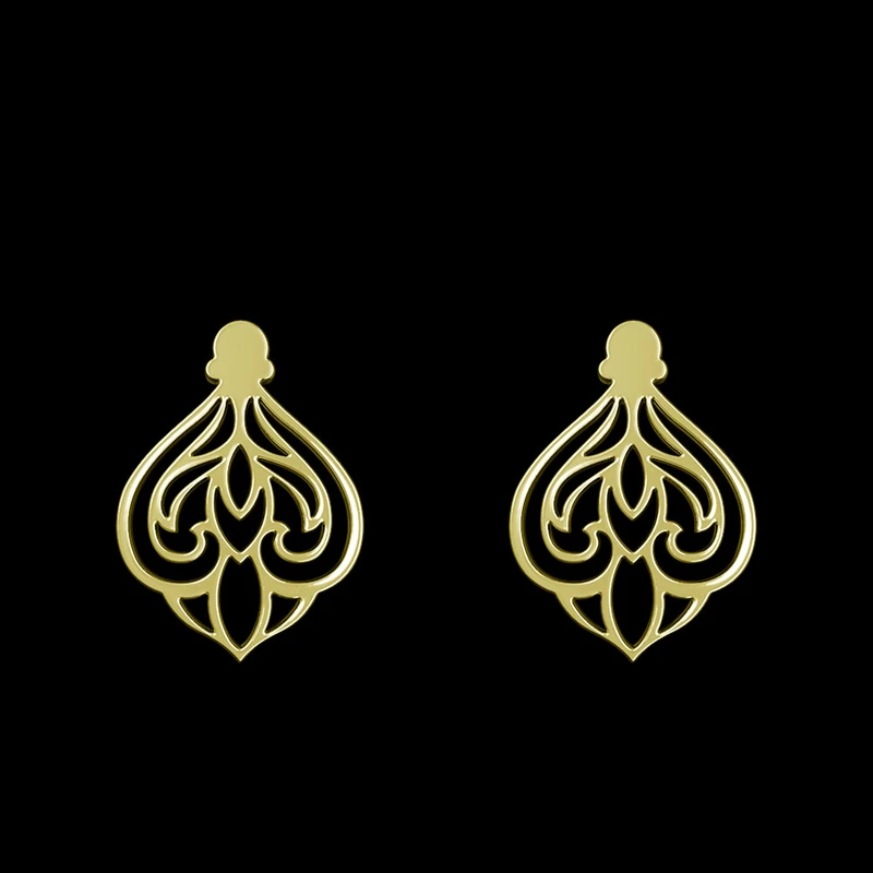 گوشواره طلا 18 عیار زنانه مدوپد مدل اسلیمی کد GA1-15327