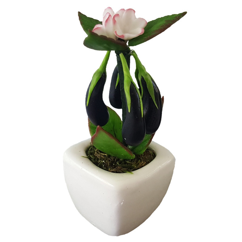 گلدان به همراه گل مصنوعی مدل بادمجان کد 364