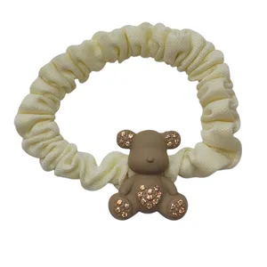 کش مو دخترانه مدل پارچه ای خرس تدی نگین دار کد KESHT01