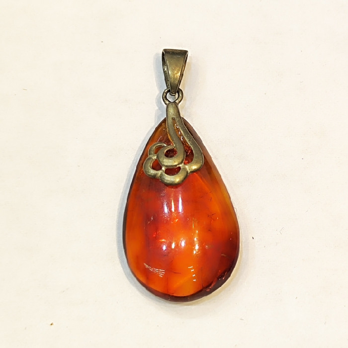 آویز گردنبند نقره زنانه مدل صمغ کهربا کد 71000