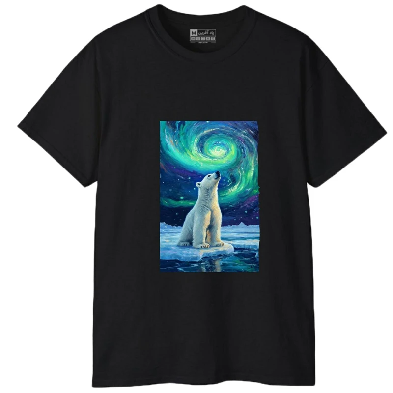 تی‌شرت آستین کوتاه مردانه پاد آفرین مدل حیوانات خرس قطبی نقاشی ونگوک کد 1786