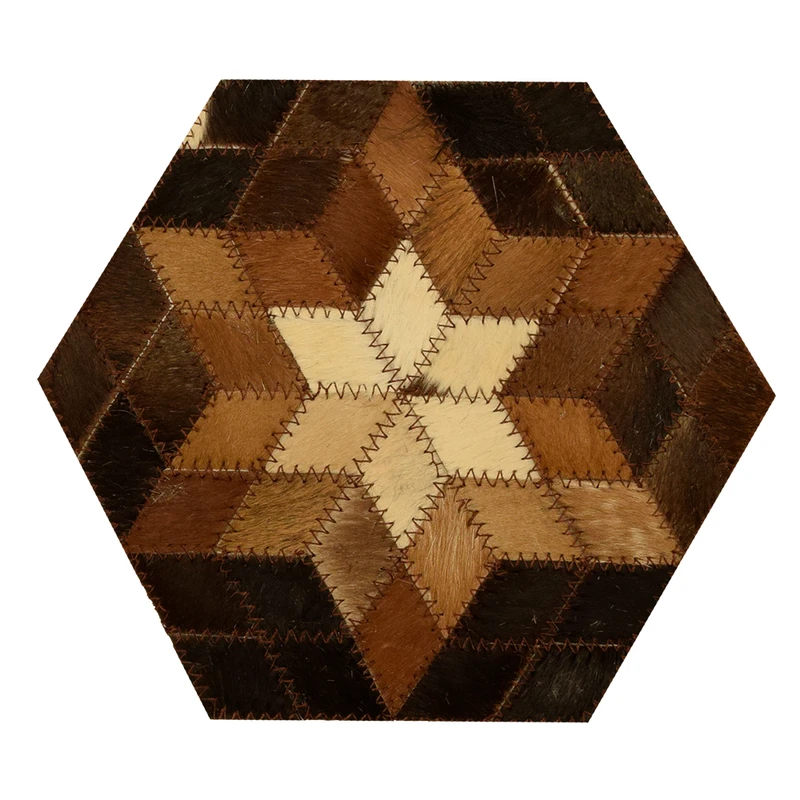 رومیزی کلاژ چرم و پوست مدل شش ضلعی کد 003